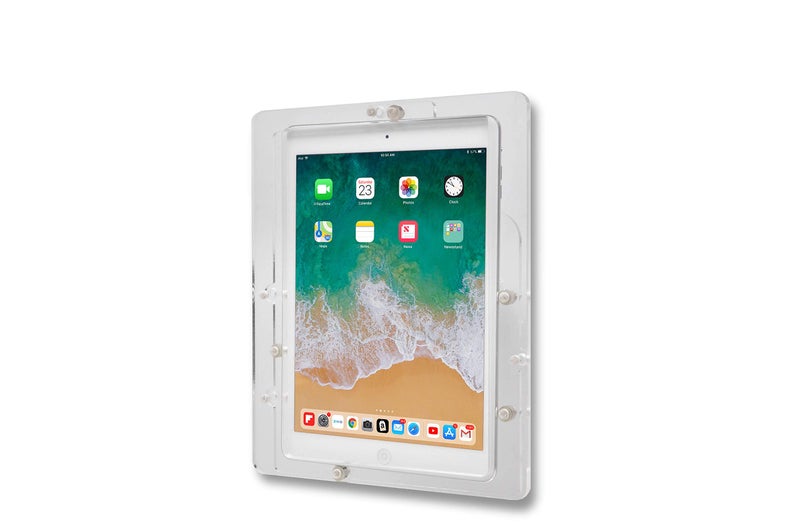 TABcare Anti-Theft Acrylic VESA Enclosure for Apple iPad 7/8/9 10.2" with Free Wall Mount Kit & 90-Degree Angle Charge Cable (iPad 7/8/9 10.2", Clear) - Image 2